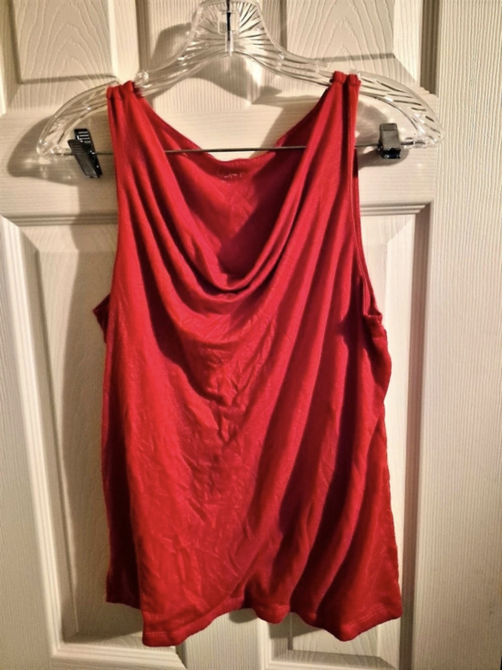 LOFT Red Drape Neck Tank Top Like New
